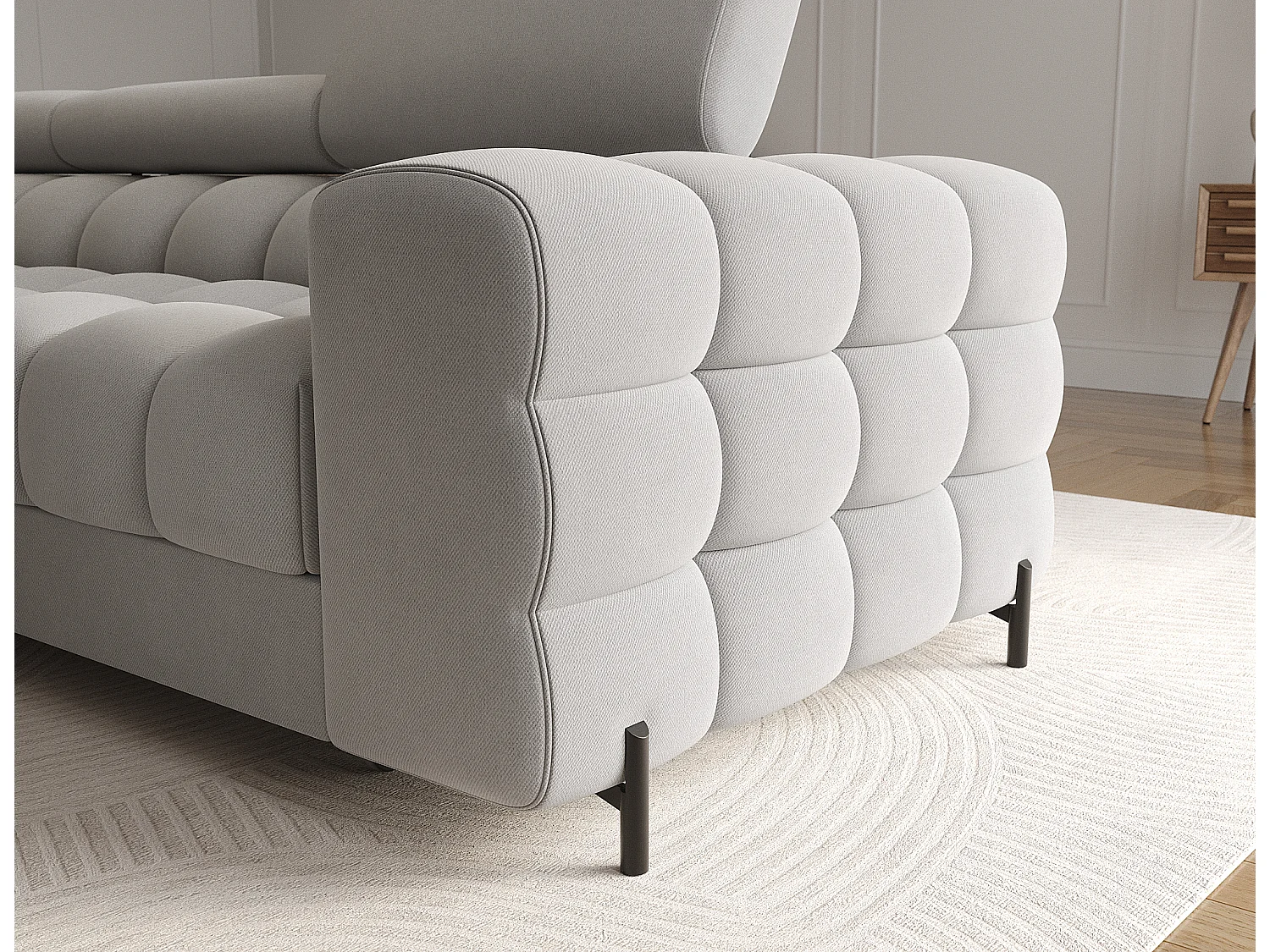 Canapé d'angle Roman L/revêtement tissu/gris