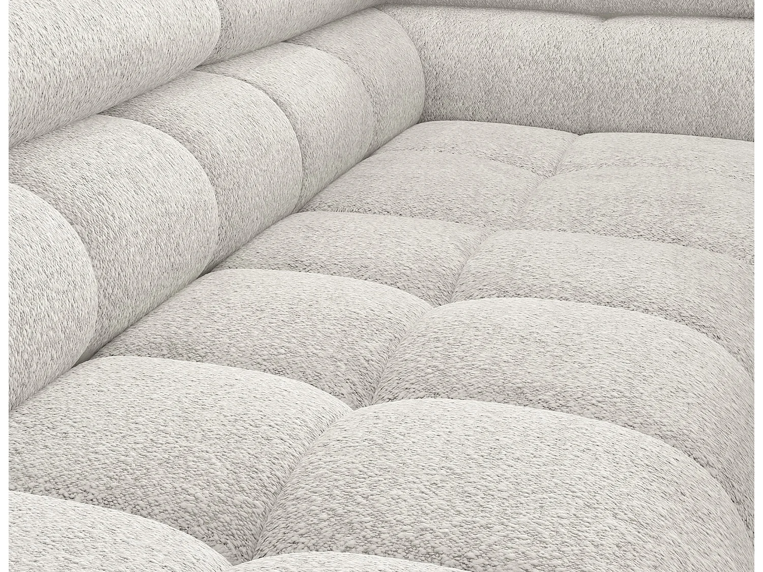 Canapé d'angle Latina R/revêtement en tissu bouclé/Blanc