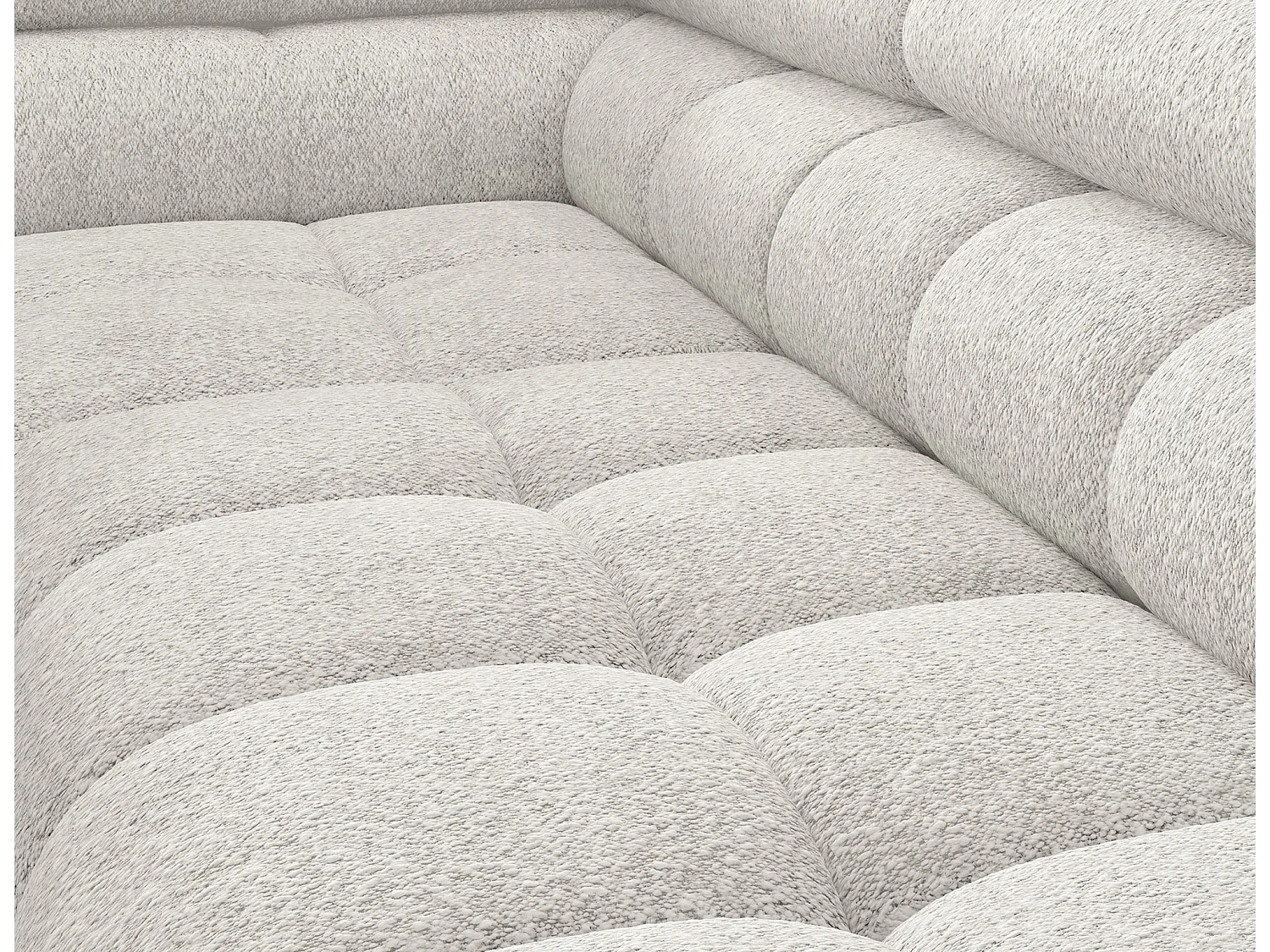 Canapé d'angle Latina L/revêtement en tissu bouclé/blanc