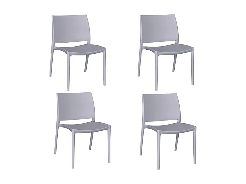Chaise de salle à manger Altea en plastique gris clair, modèle confort x 4