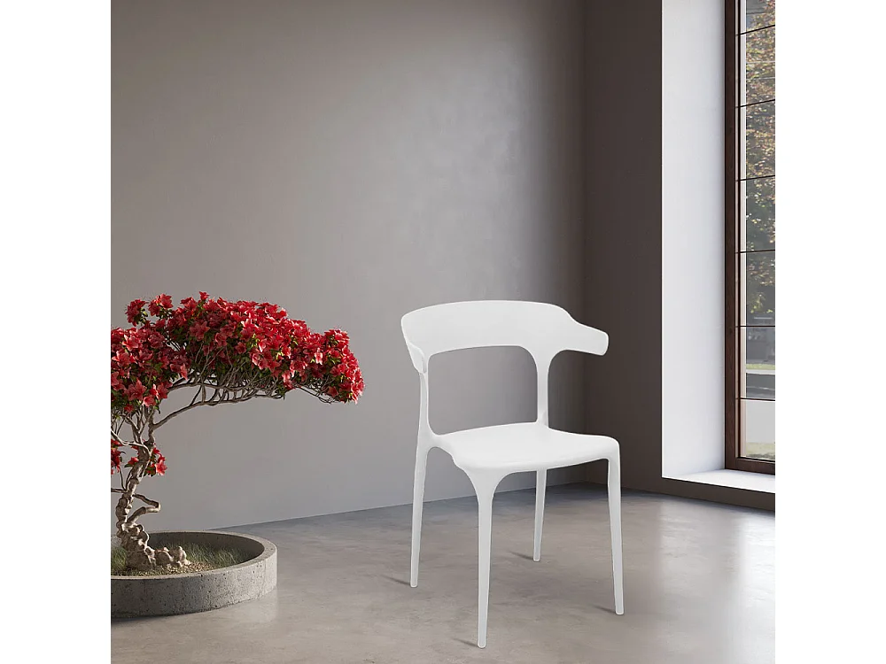 Sedia California in plastica colore bianco impilabile modello comfort