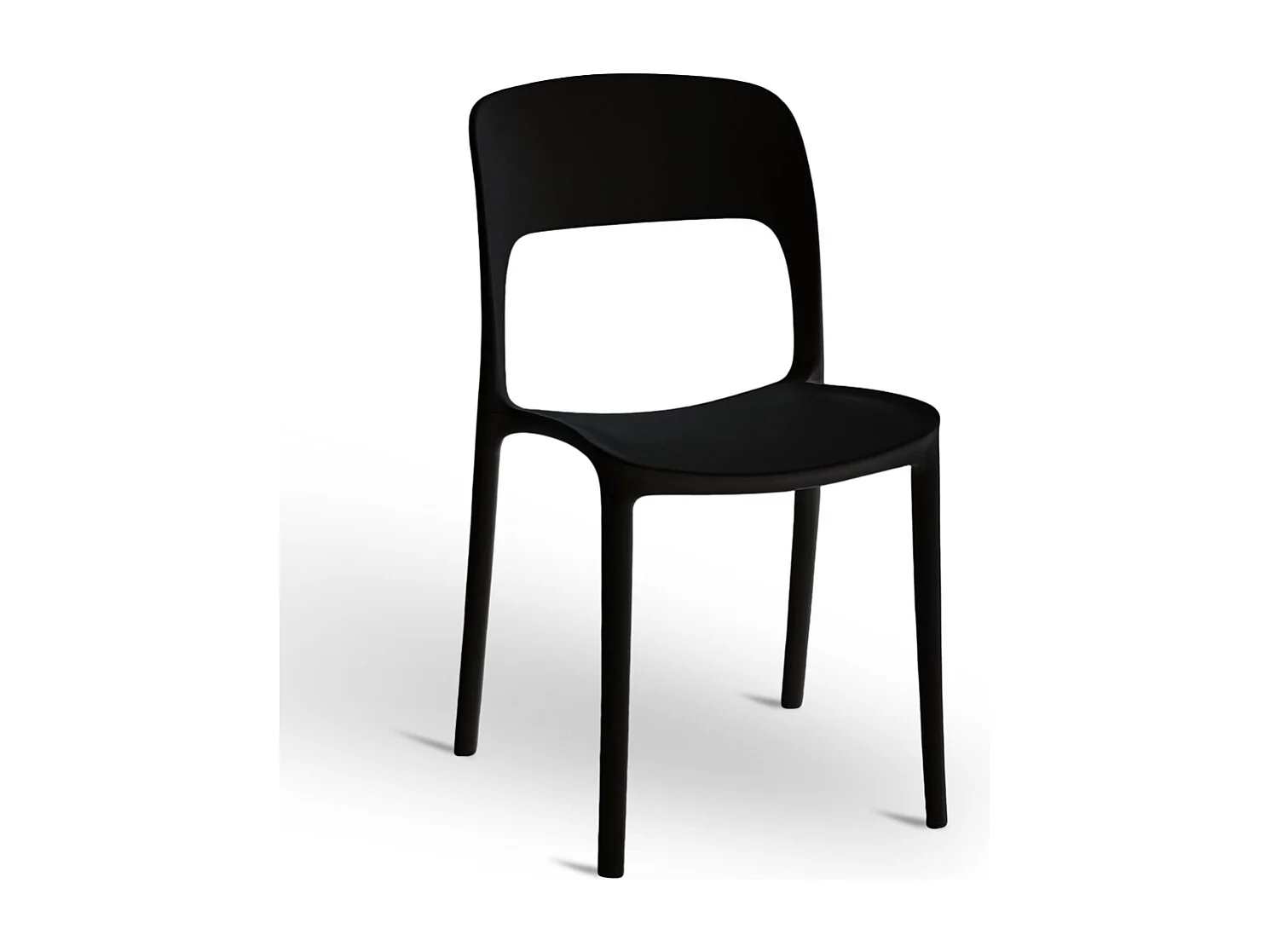 Chaise Alice en plastique empilable, couleur noire, modèle confort