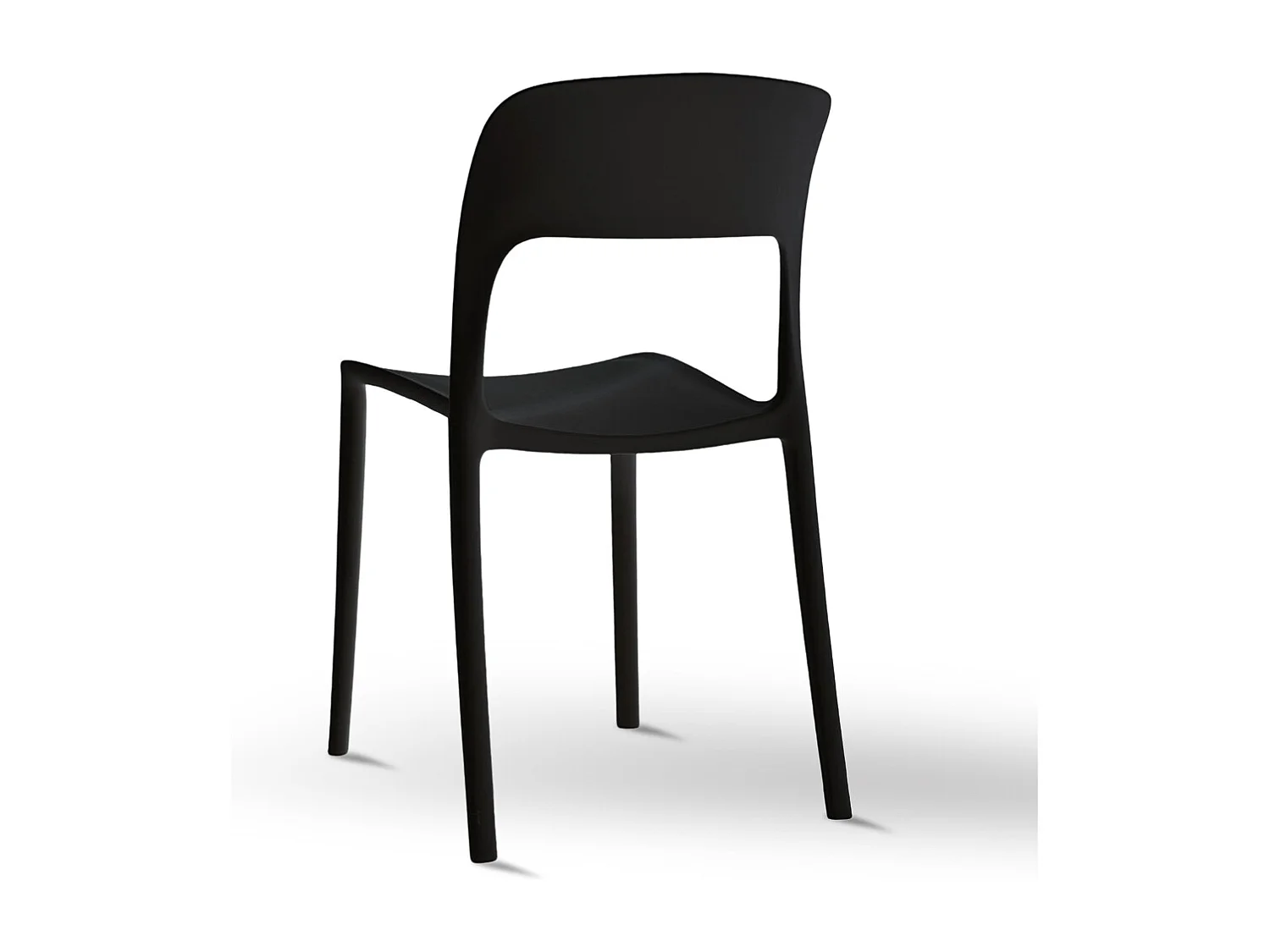 Chaise Alice en plastique empilable, couleur noire, modèle confort