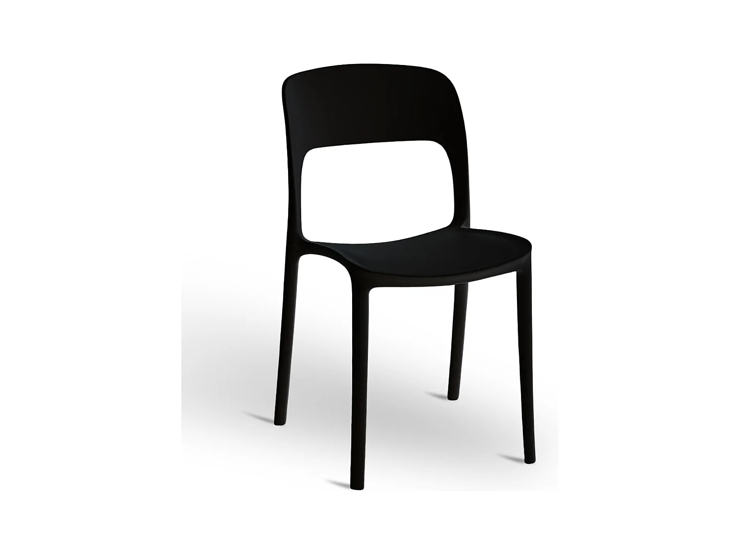 Chaise Alice en plastique empilable, couleur noire, modèle confort
