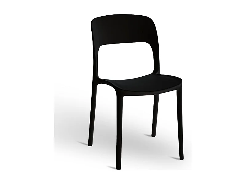 Chaise Alice en plastique empilable, couleur noire, modèle confort