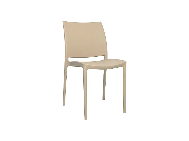 Silla de comedor Altea en plástico marrón claro, modelo confort