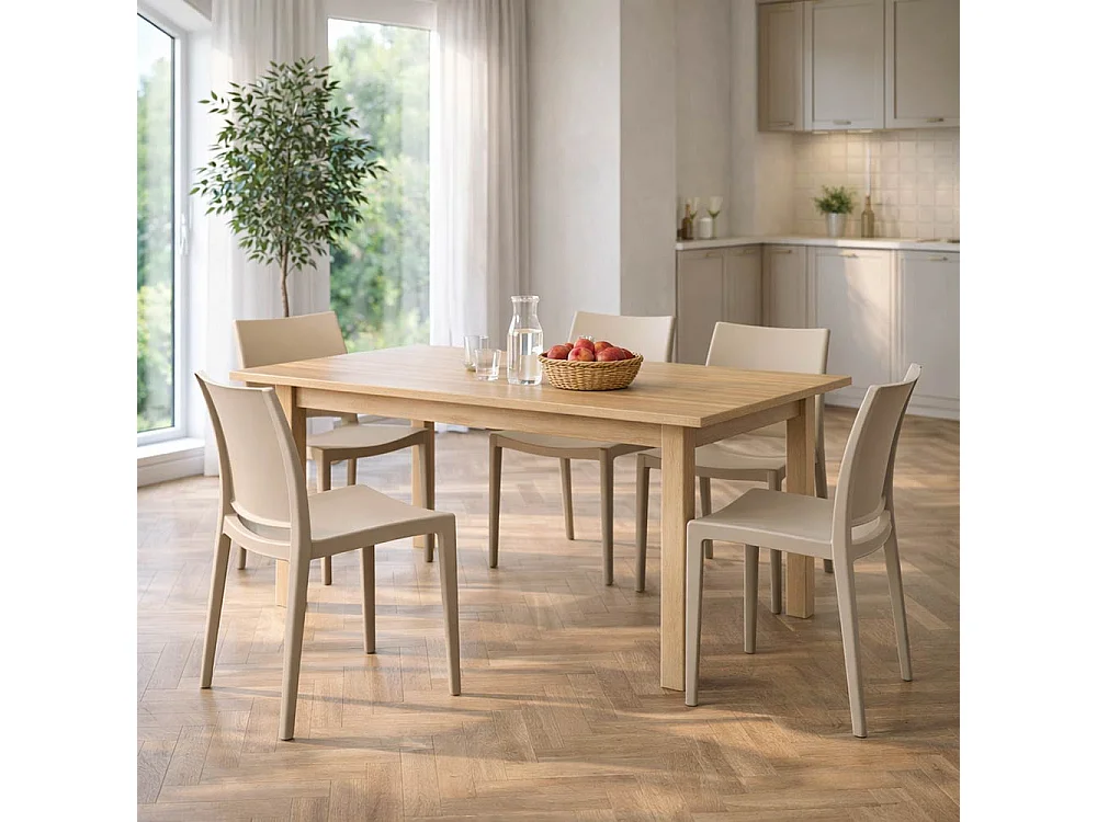 Chaise de salle à manger Altea en plastique marron clair, modèle confort