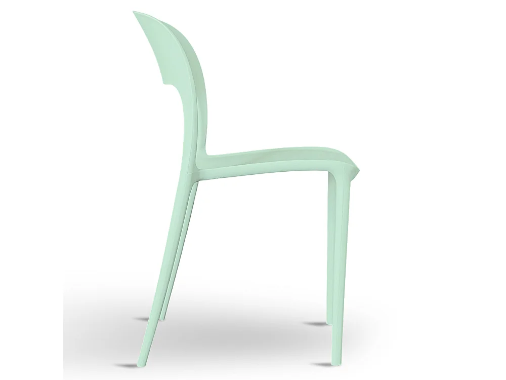 Chaise Alice en plastique empilable, couleur vert sauge, modèle confort