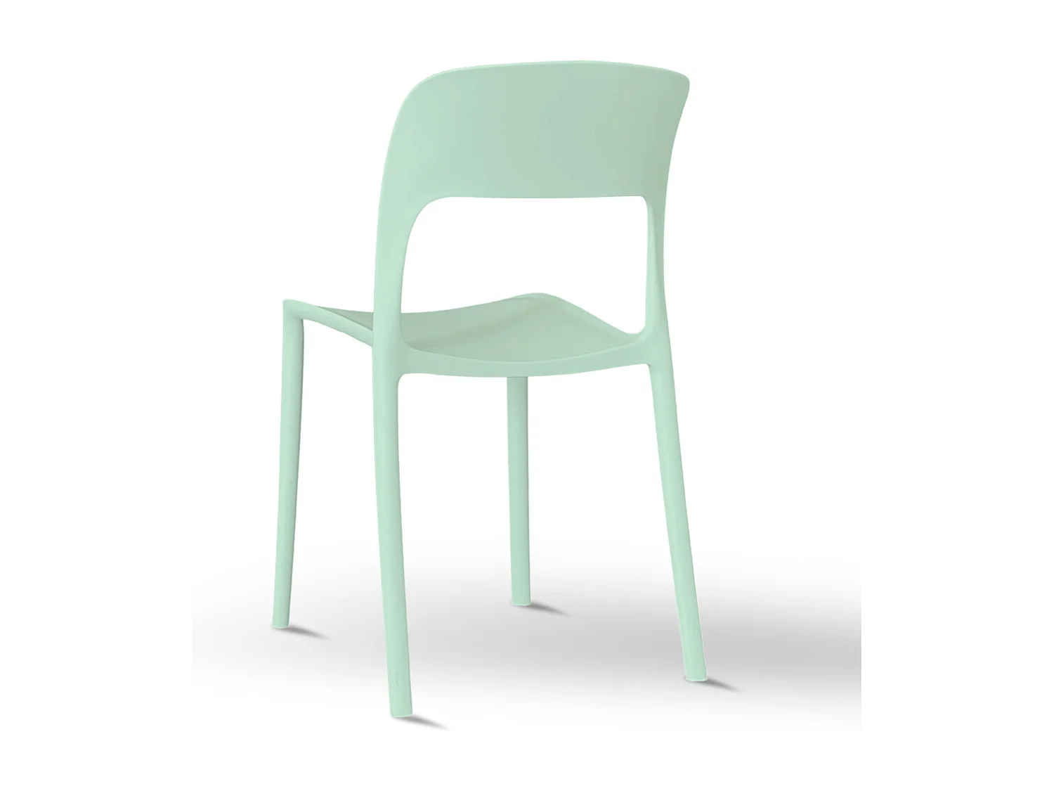 Chaise Alice en plastique empilable, couleur vert sauge, modèle confort