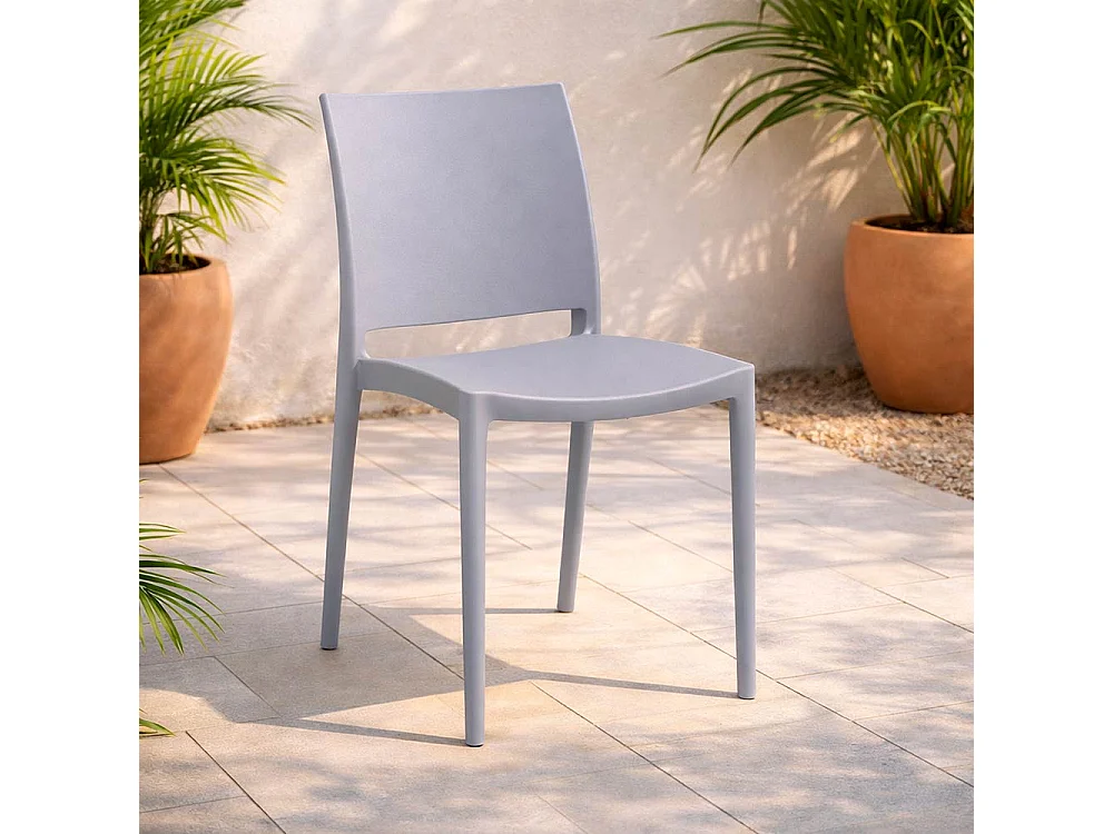 Silla Altea en plástico gris claro, modelo confort