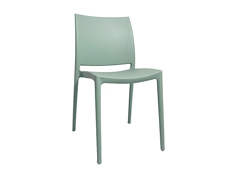 Silla de comedor Altea en plástico verde salvia, modelo confort