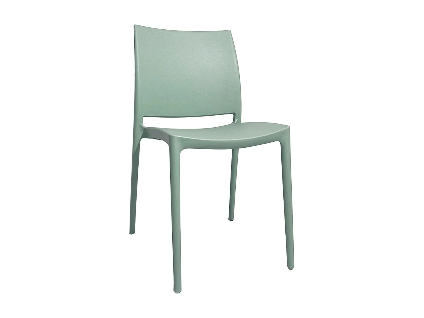 Silla de comedor Altea en plástico verde salvia, modelo confort