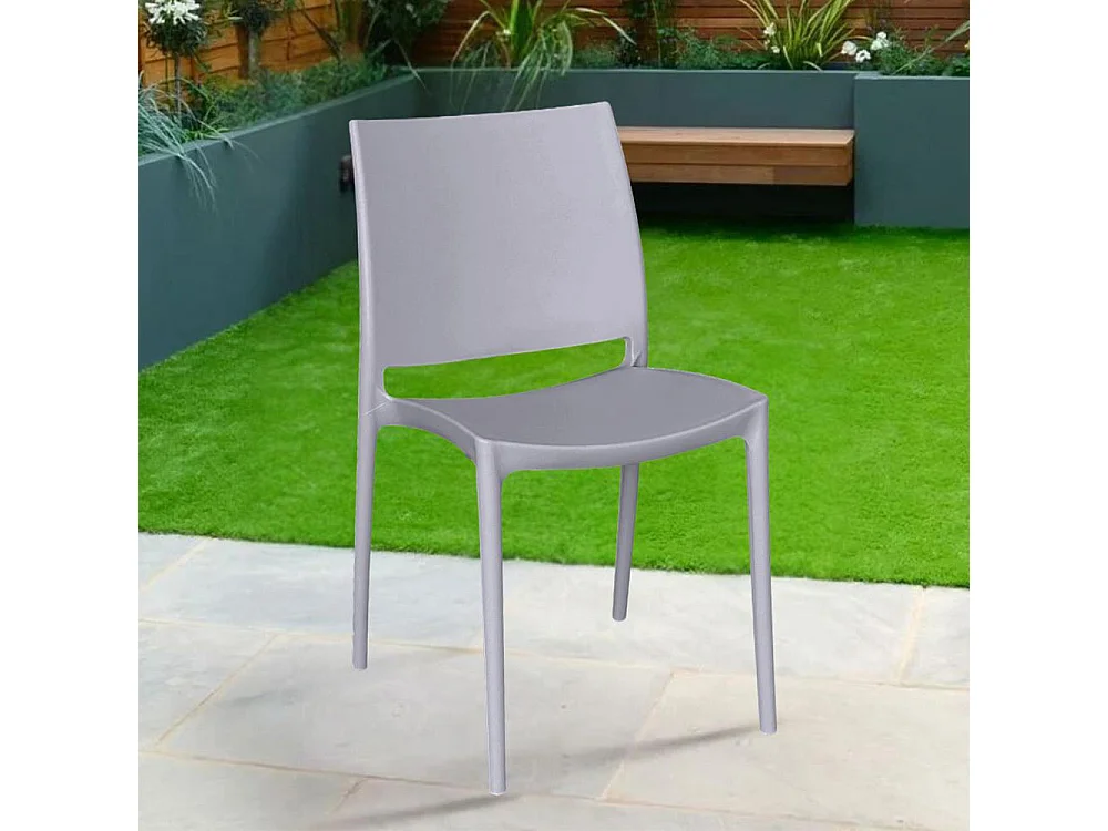 Ensemble de 6 chaises de salle à manger Altea en plastique gris clair modèle Comfort