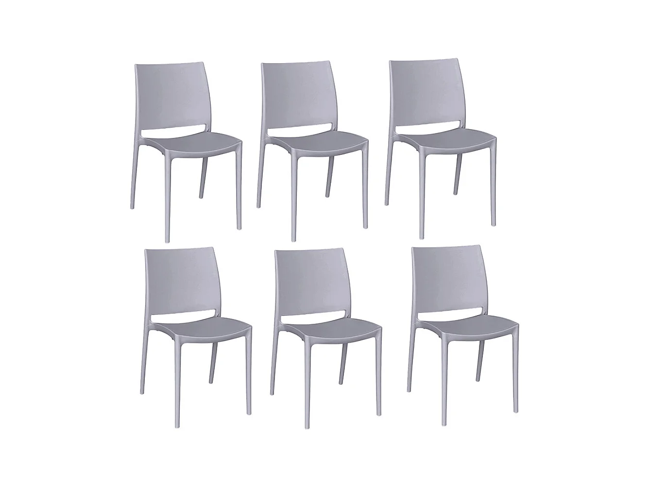 Ensemble de 6 chaises de salle à manger Altea en plastique gris clair modèle Comfort