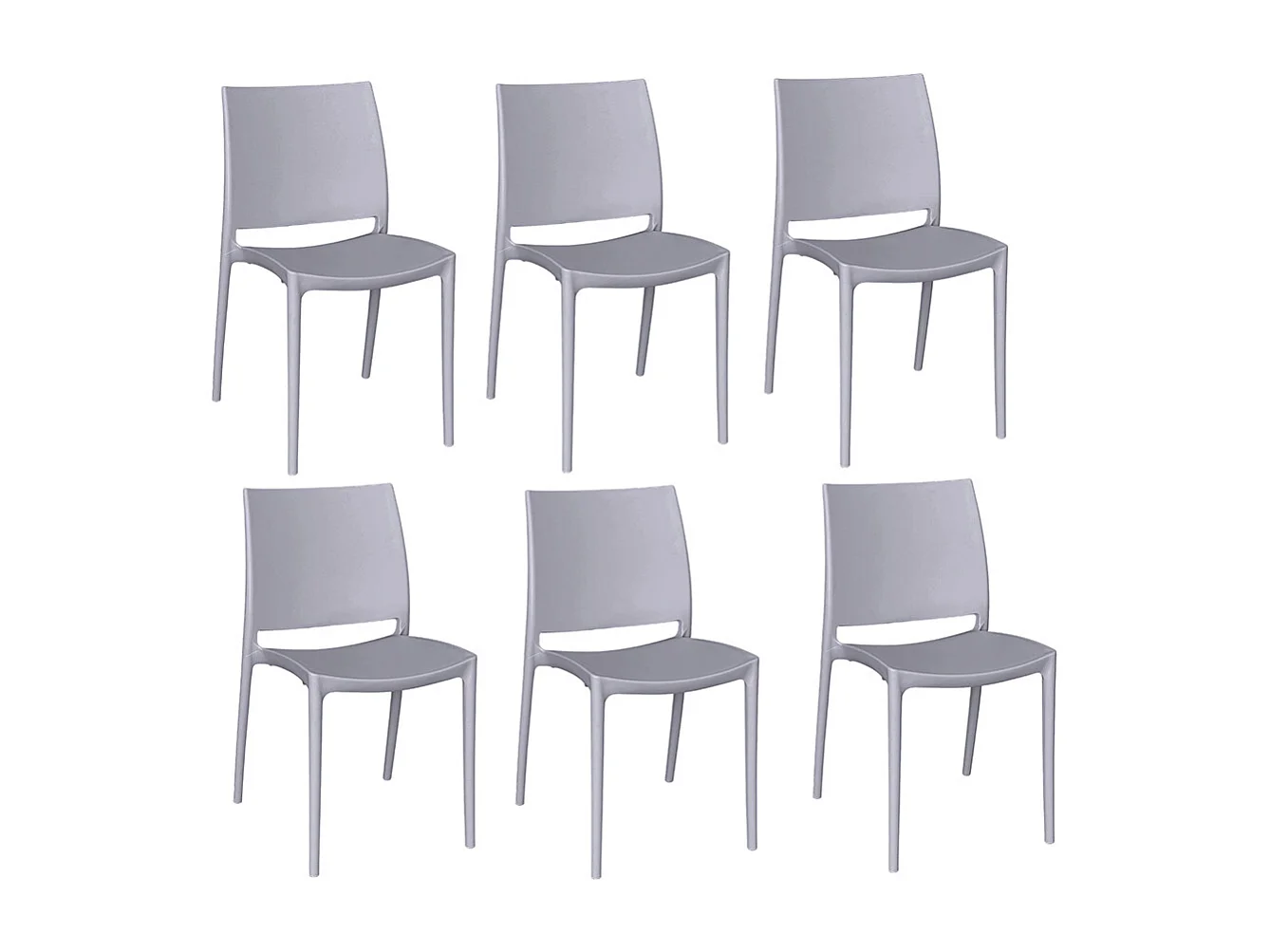 Ensemble de 6 chaises de salle à manger Altea en plastique gris clair modèle Comfort