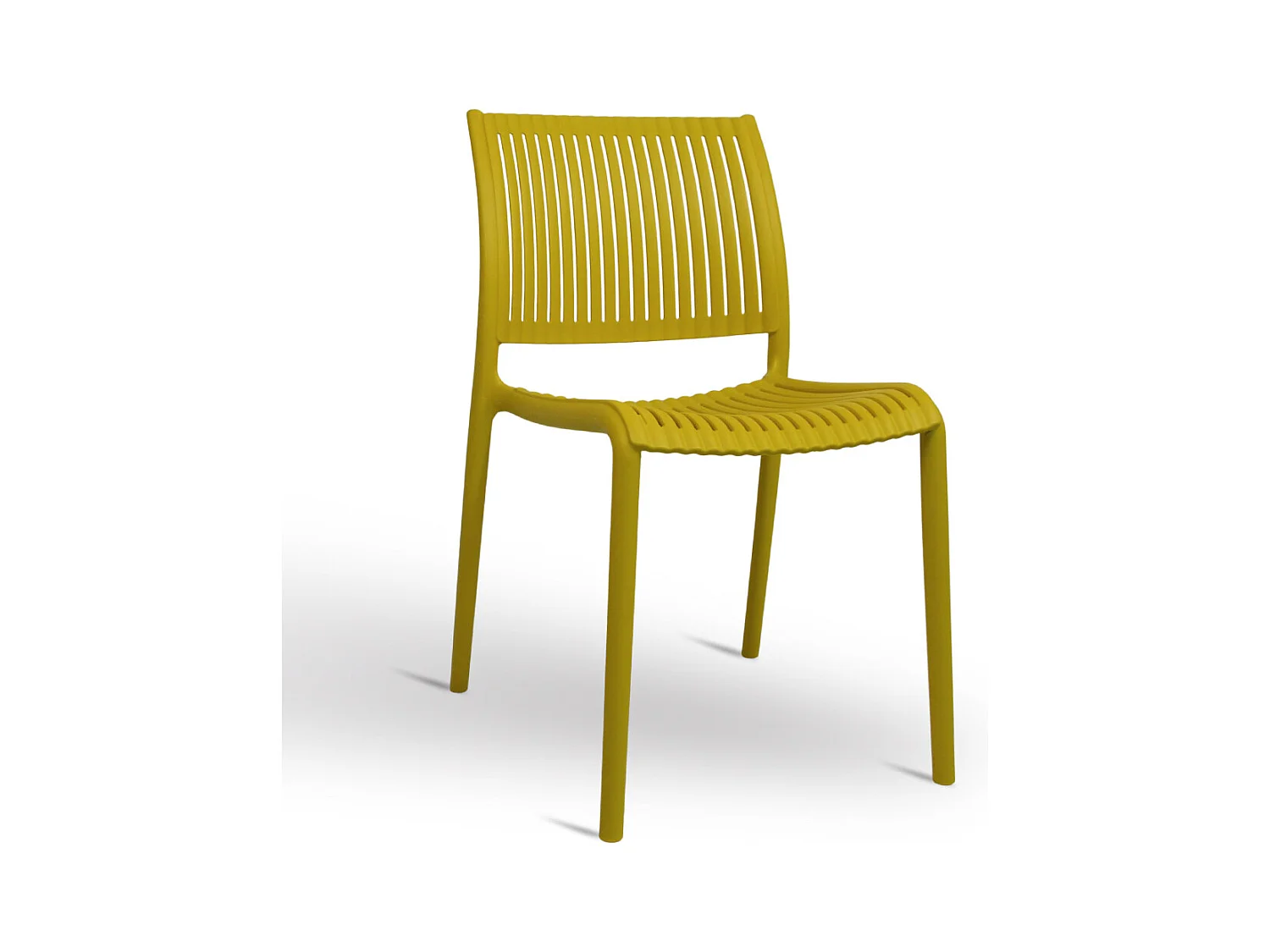 Chaise d'extérieur Aurora en plastique jaune moutarde, modèle confort