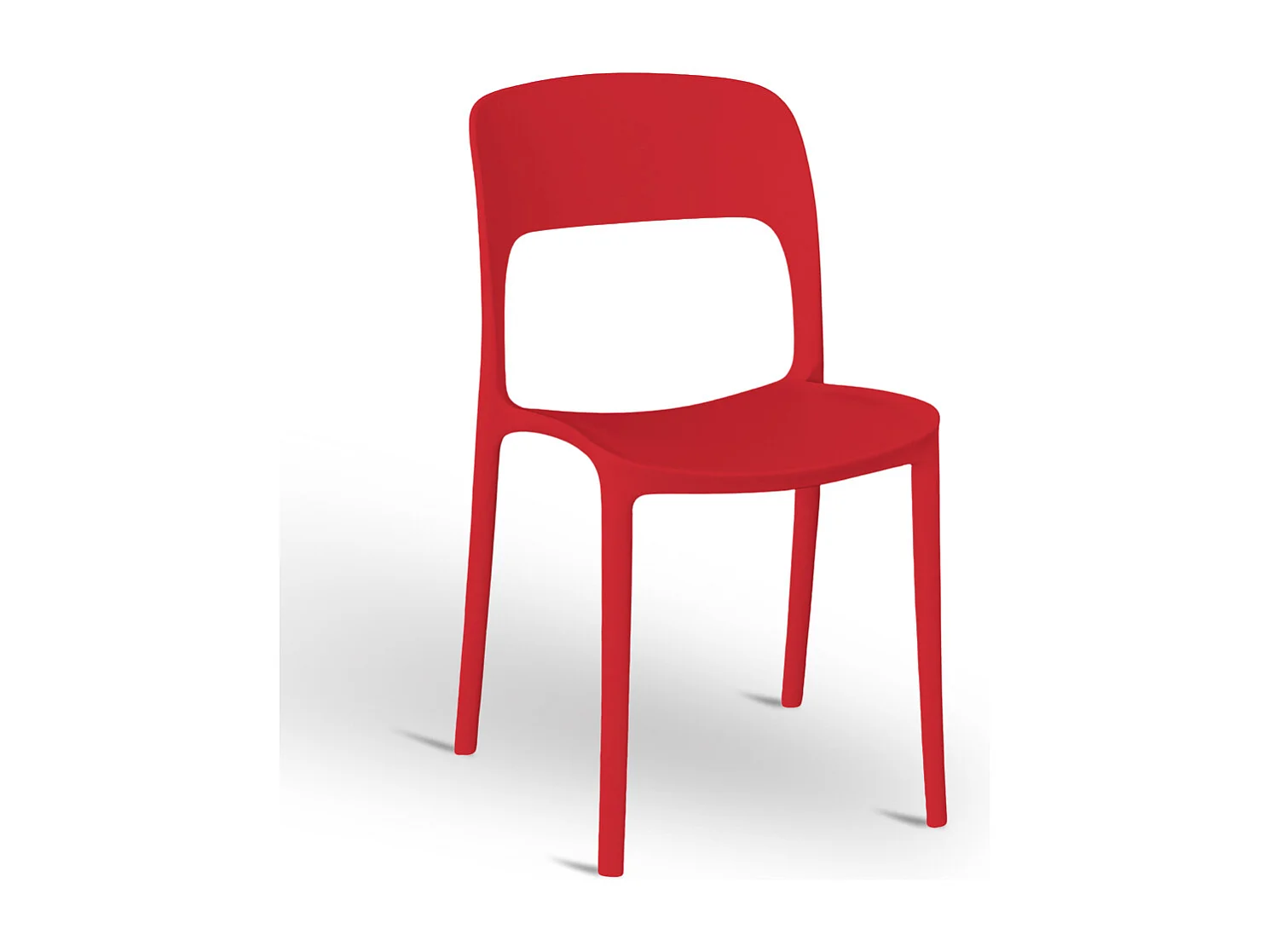 Chaise Alice en plastique empilable, couleur rouge, modèle confort