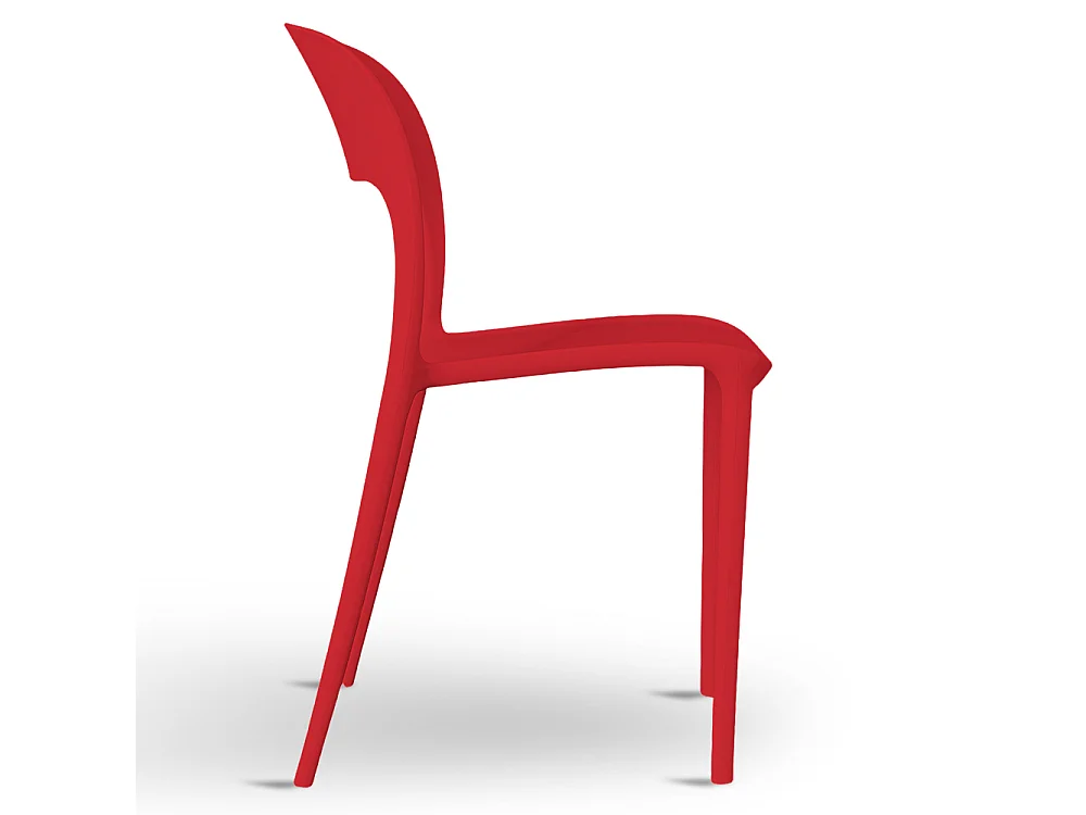 Chaise Alice en plastique empilable, couleur rouge, modèle confort