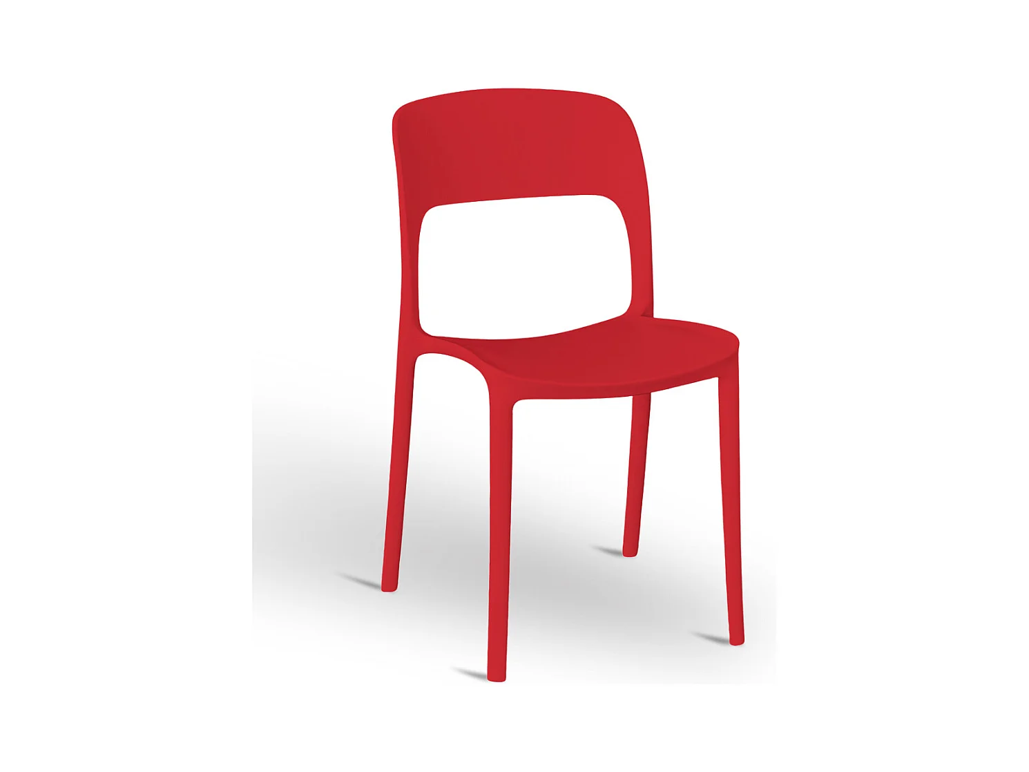 Chaise Alice en plastique empilable, couleur rouge, modèle confort