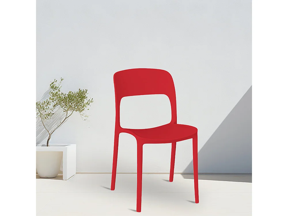 Sedia Alice in plastica impilabile colore rosso modello comfort