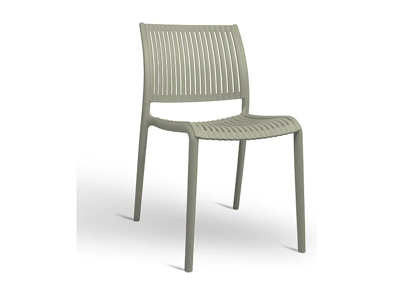 Silla de exterior Aurora en plástico verde mate, modelo confort