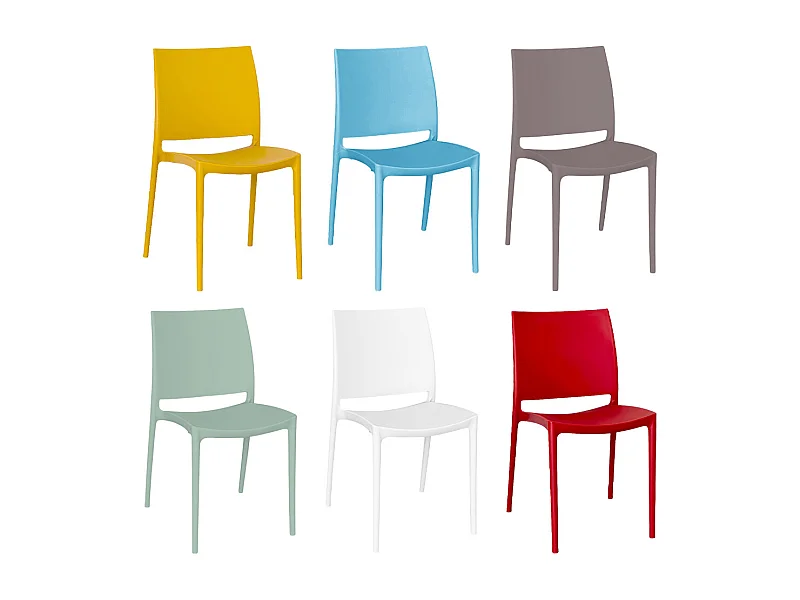 Set di 6 sedie Altea in polipropilene giallo celeste tortora verde bianco rosso