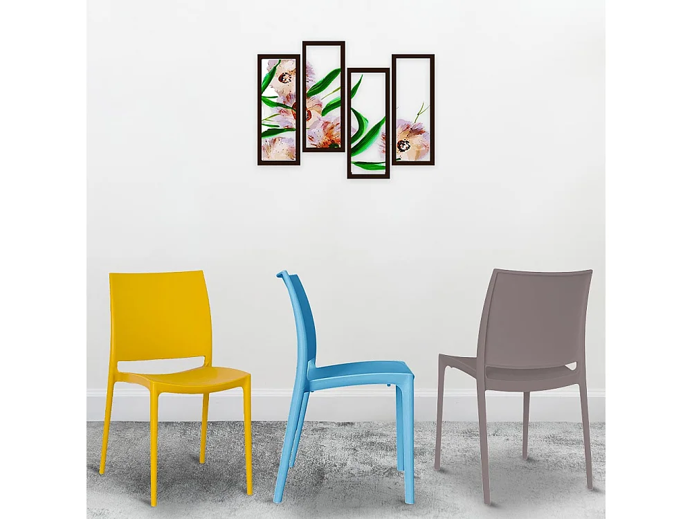 Lot de 6 chaises Altea en polypropylène jaune bleu clair gris tourterelle vert blanc rouge