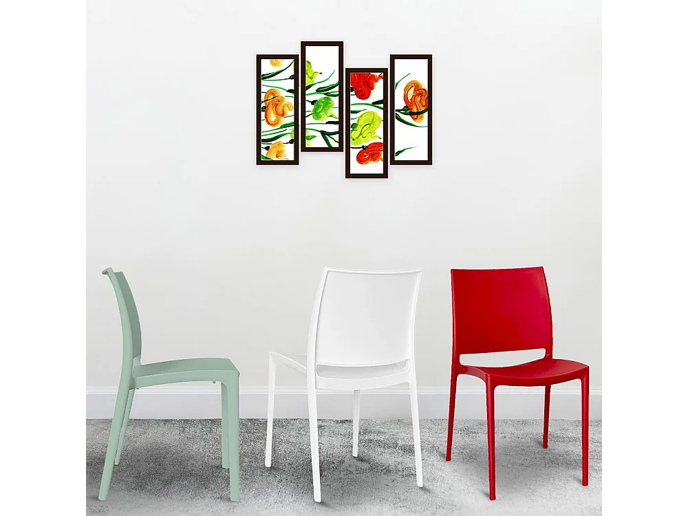 Set di 6 sedie Altea in polipropilene giallo celeste tortora verde bianco rosso