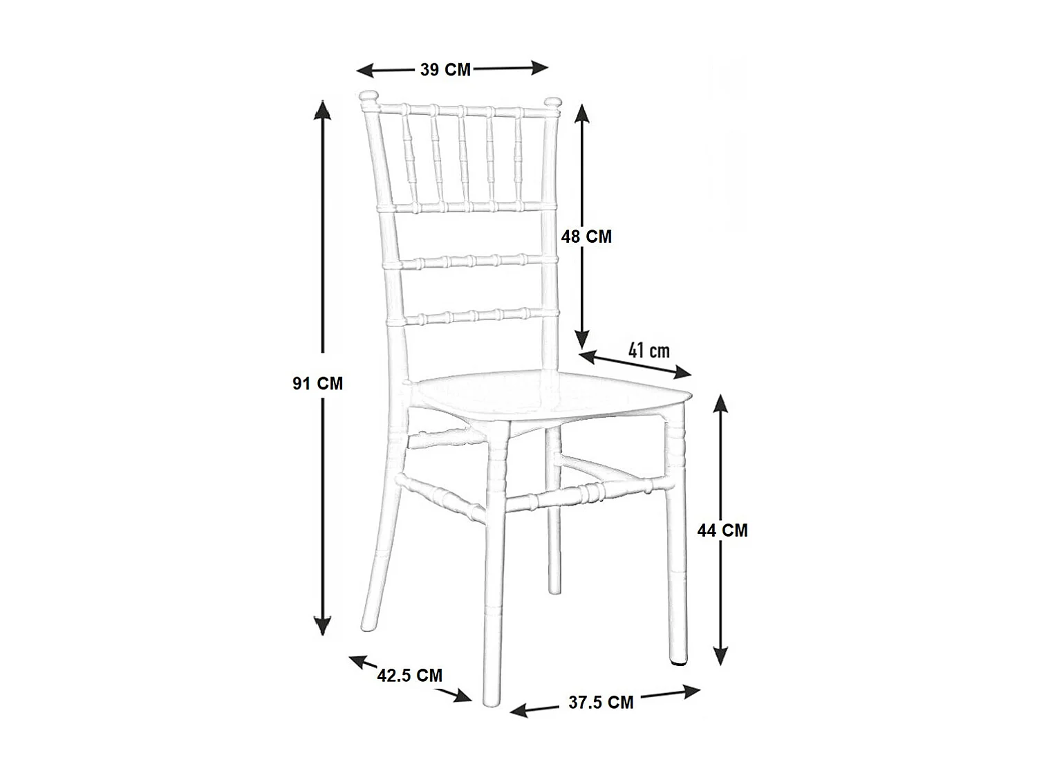 Silla Chiavari en plástico de latón amarillo, modelo reforzado