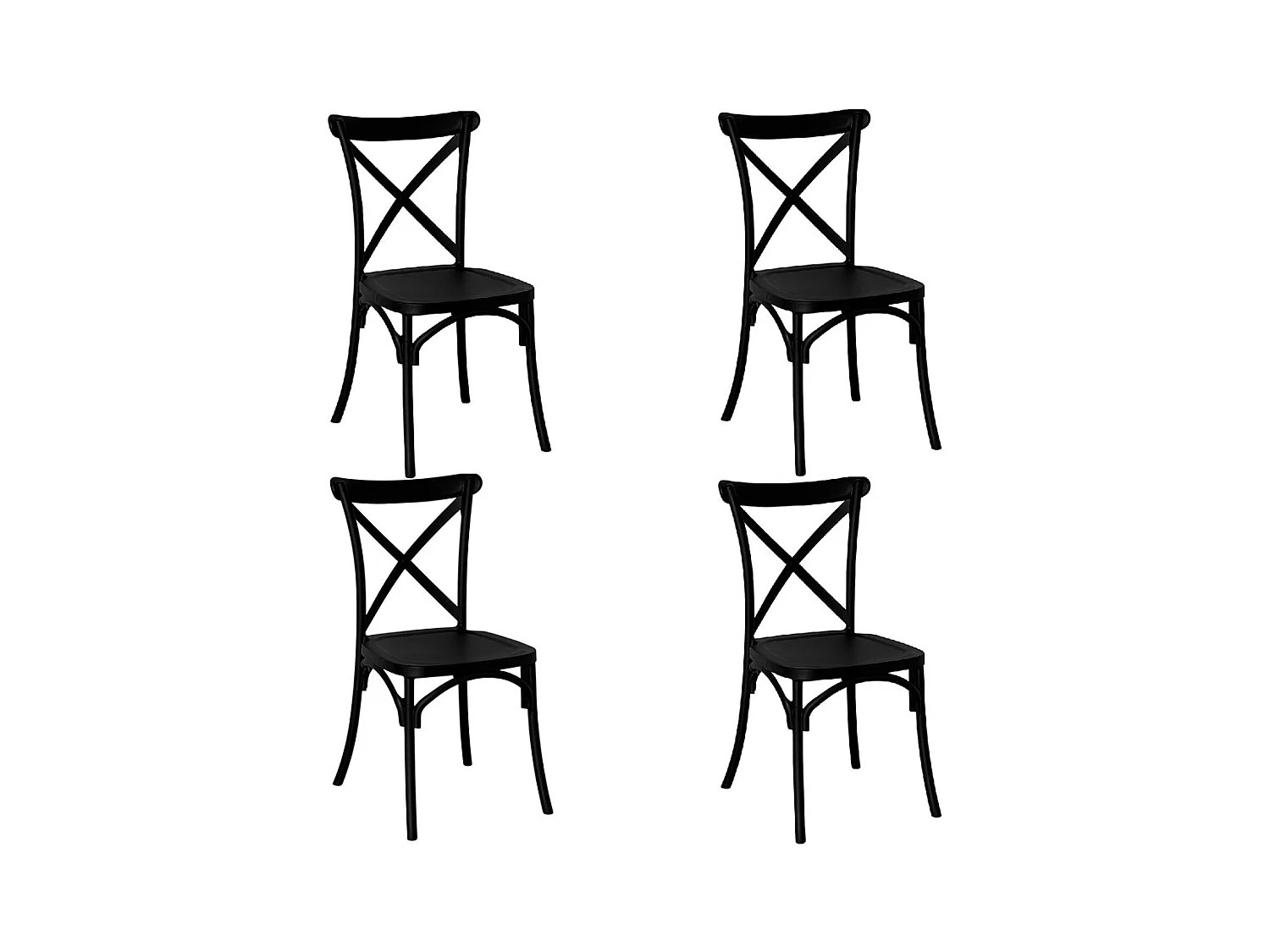 Chaise de salle à manger en plastique polypropylène noir assemblée neuve sprint x 4