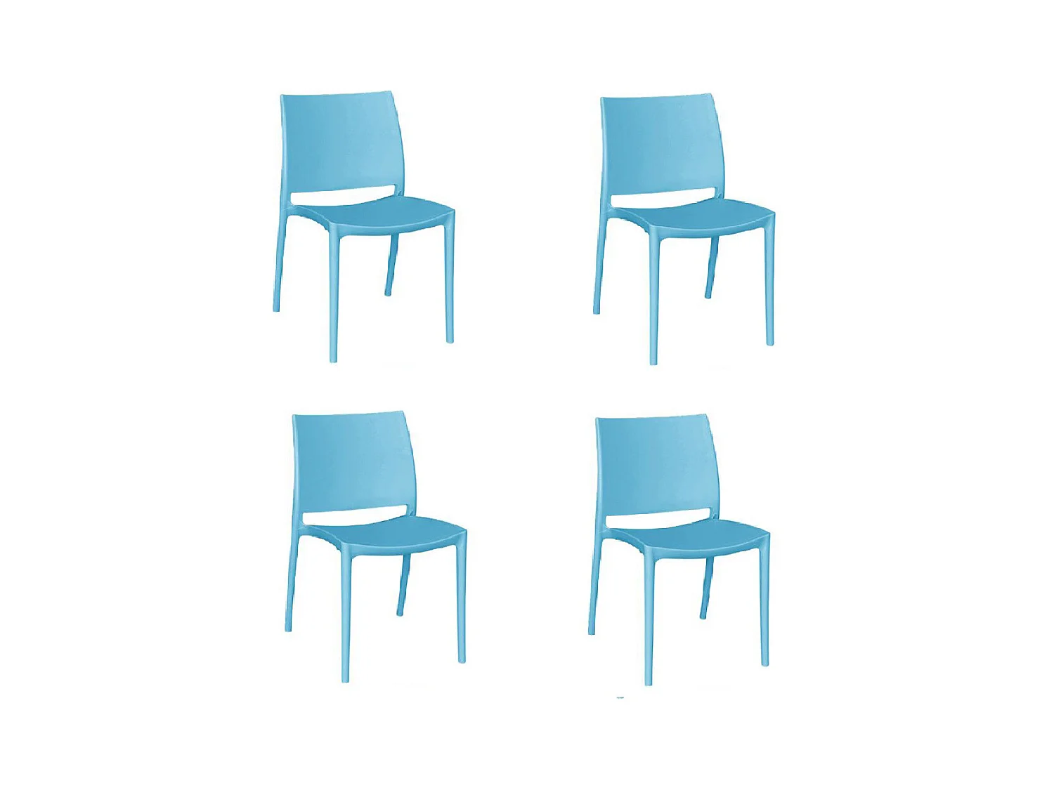 Chaise Altea en plastique bleu, modèle confort x 4