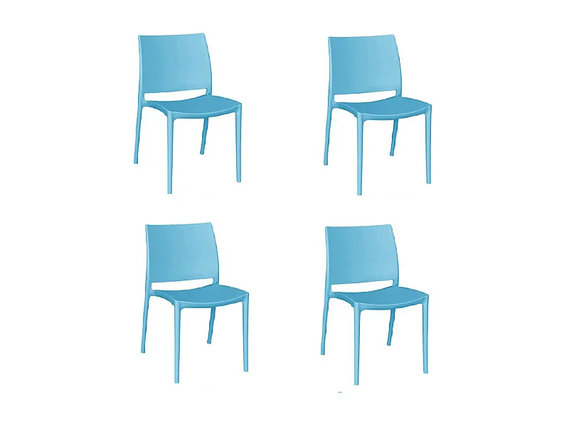 Chaise Altea en plastique bleu, modèle confort x 4