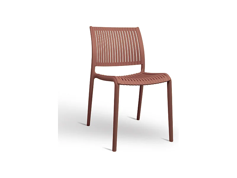 Chaise d'extérieur Aurora en plastique rouge brique, modèle confort