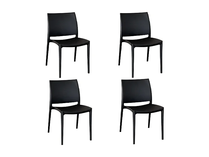 Conjunto de sillas de comedor altea en plástico negro modelo confort x 4