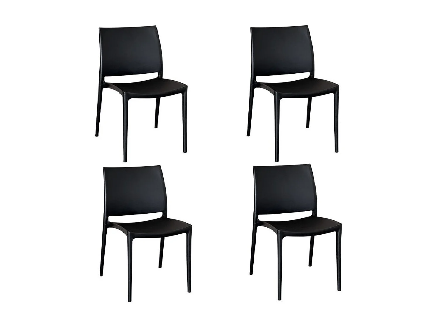 Conjunto de sillas de comedor altea en plástico negro modelo confort x 4
