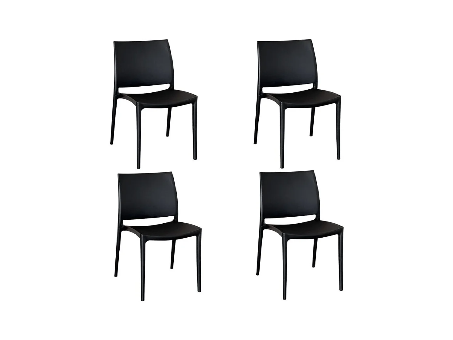 Ensemble de 4 chaises de salle à manger Altea en plastique noir modèle confort