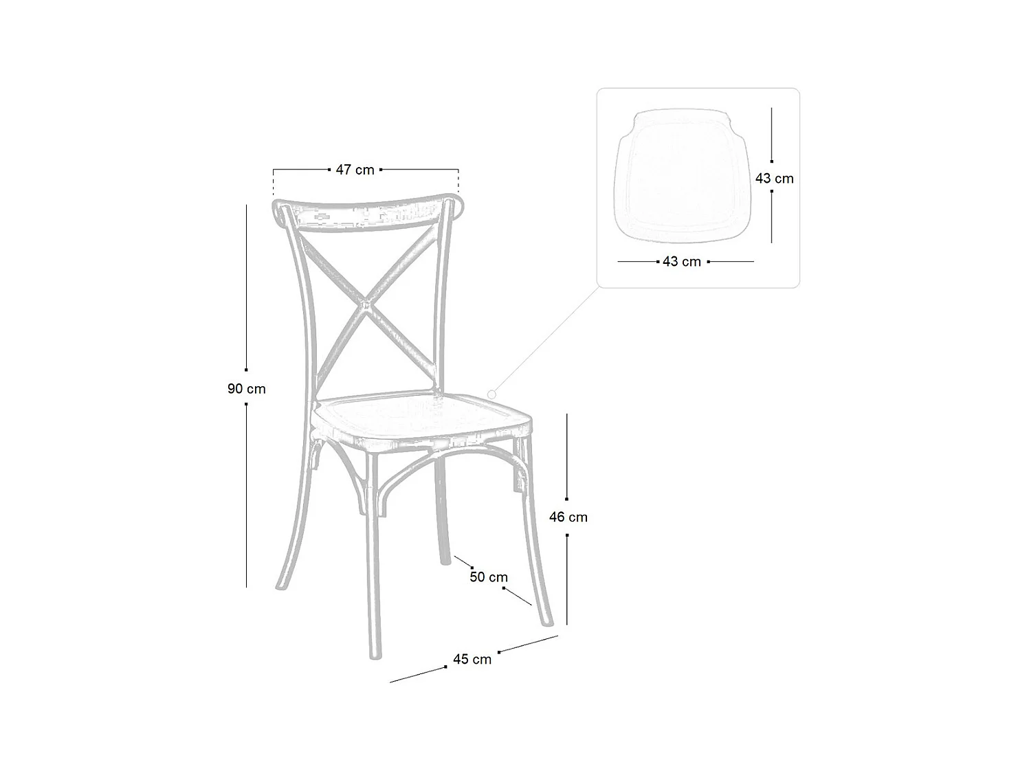Chaise Sprint en plastique polypropylène noir empilable croix x6