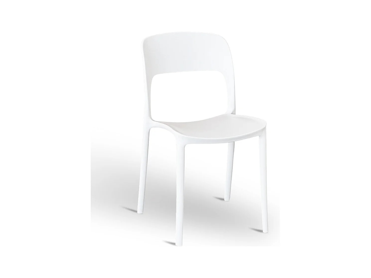 Chaise Alice en plastique empilable, couleur blanche, modèle confort
