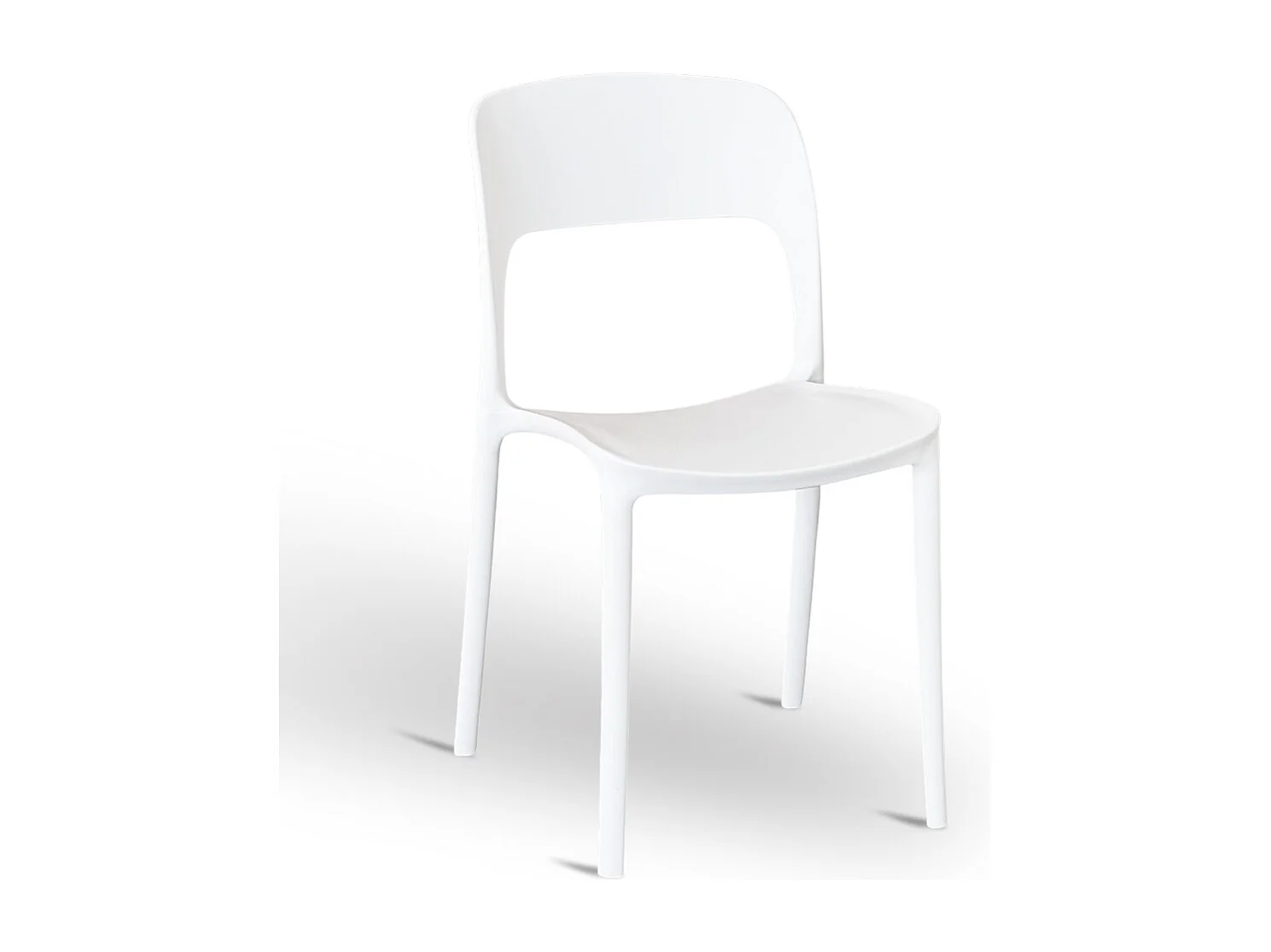 Chaise Alice en plastique empilable, couleur blanche, modèle confort