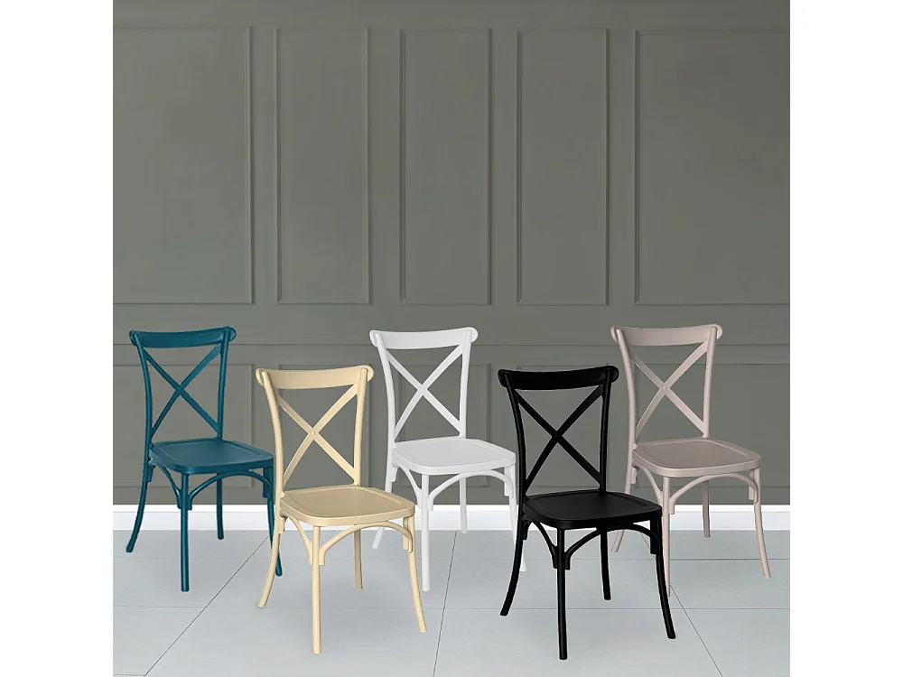 Chaise Sprint empilable en plastique marron croisé