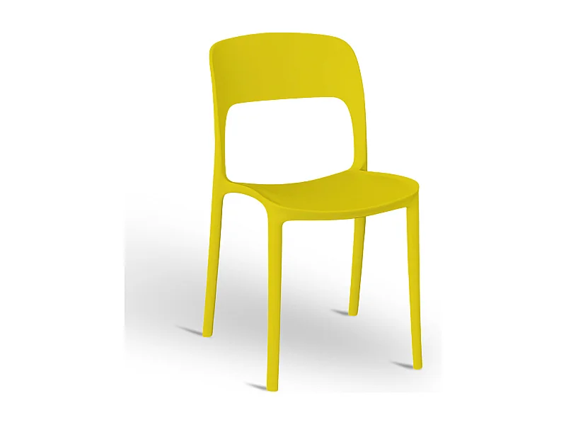 Chaise Alice en plastique empilable, couleur jaune moutarde, modèle confort