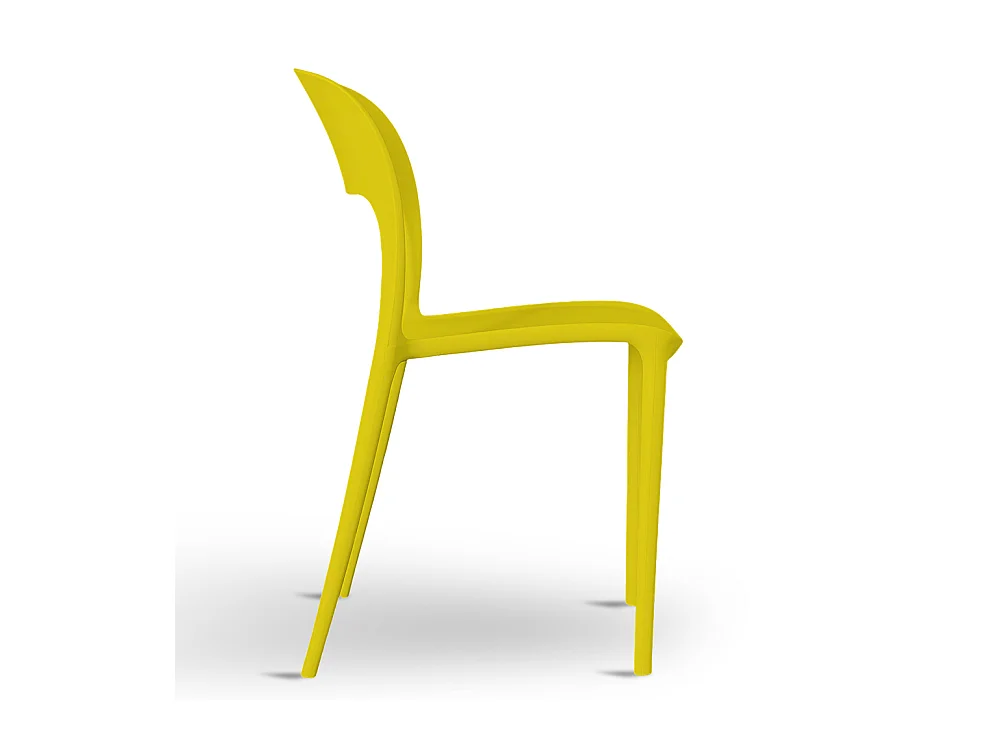 Chaise Alice en plastique empilable, couleur jaune moutarde, modèle confort