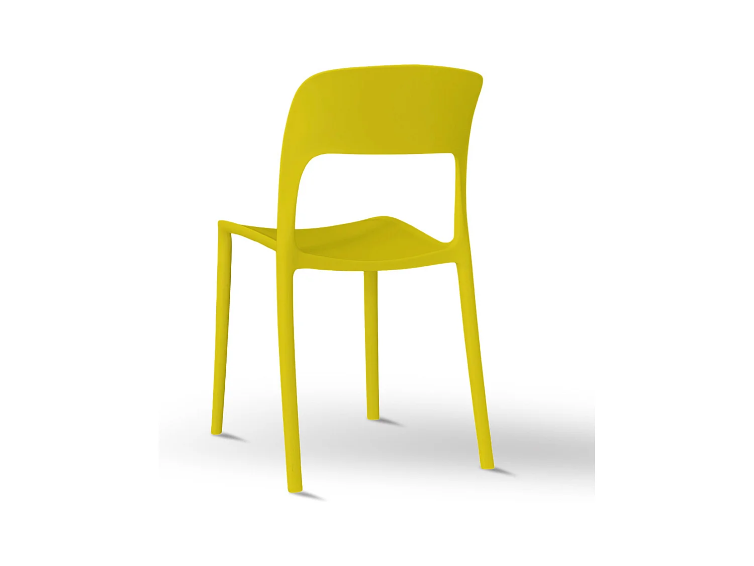 Chaise Alice en plastique empilable, couleur jaune moutarde, modèle confort