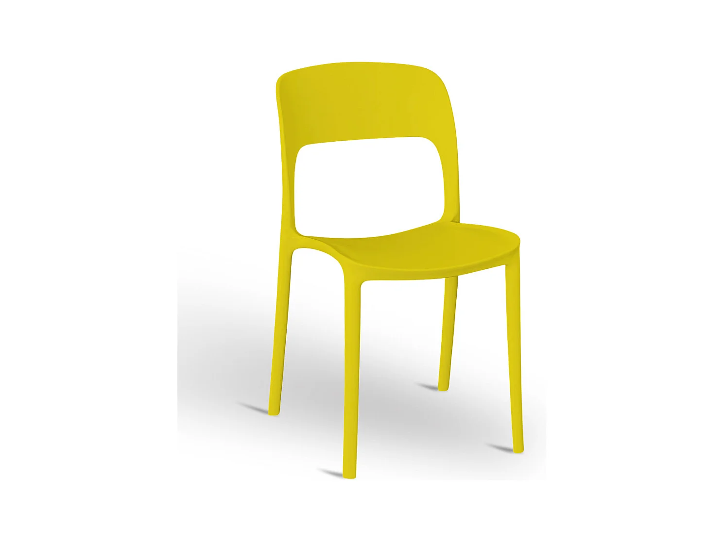 Chaise Alice en plastique empilable, couleur jaune moutarde, modèle confort