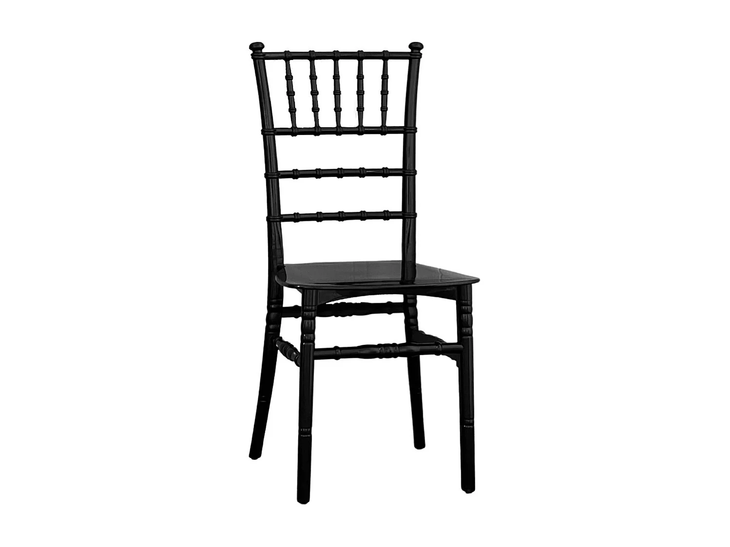 Chaise Chiavari en polypropylène noir brillant, modèle renforcé de plastique