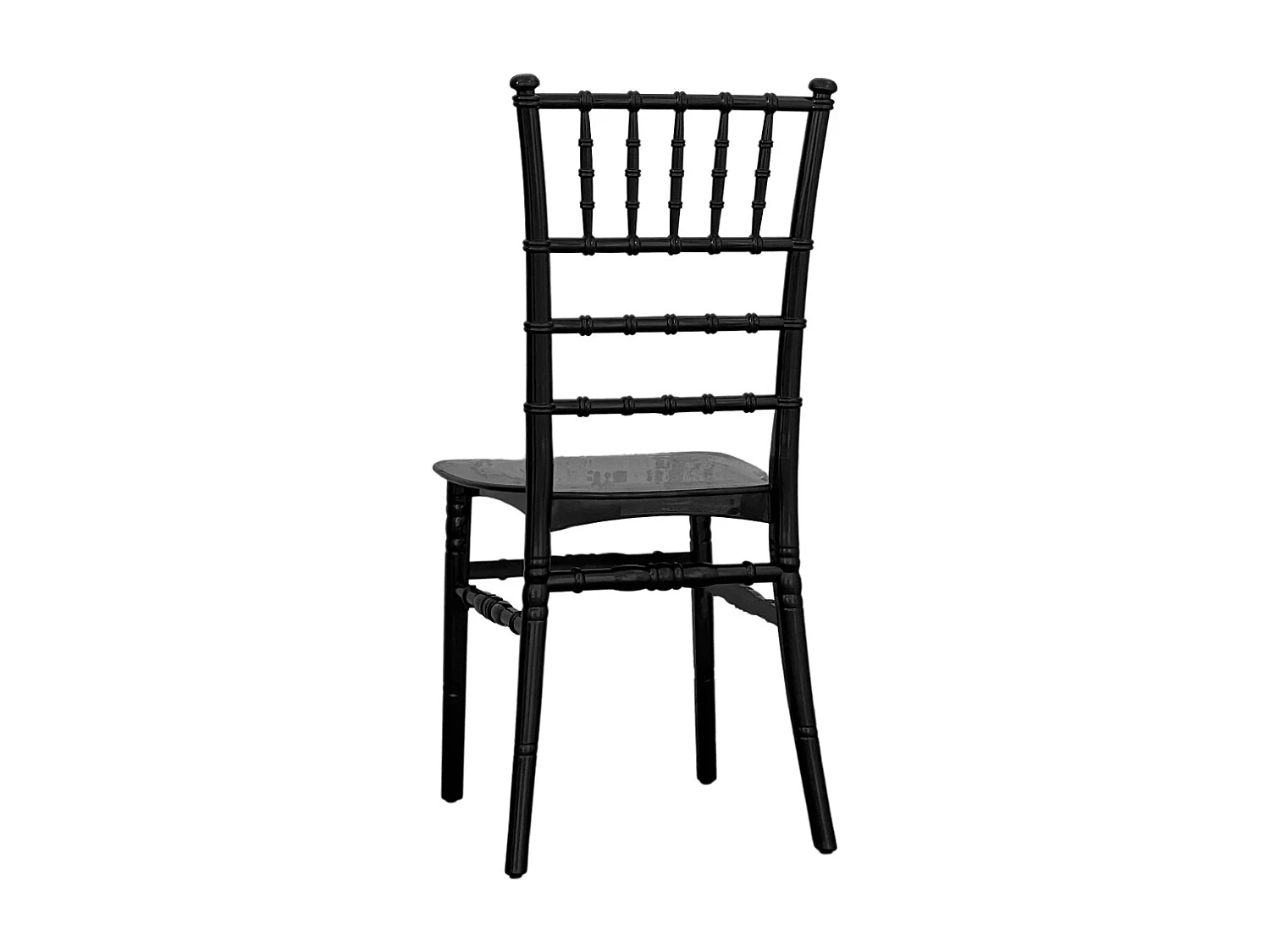 Chaise Chiavari en polypropylène noir brillant, modèle renforcé de plastique