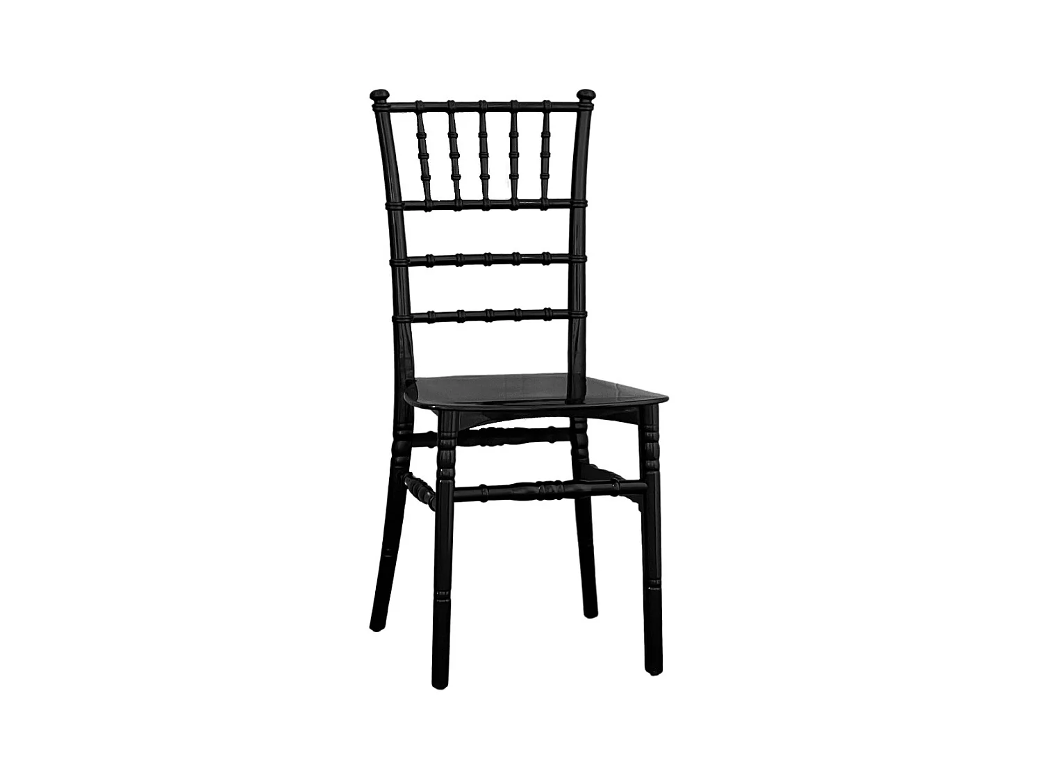 Chaise Chiavari en polypropylène noir brillant, modèle renforcé de plastique