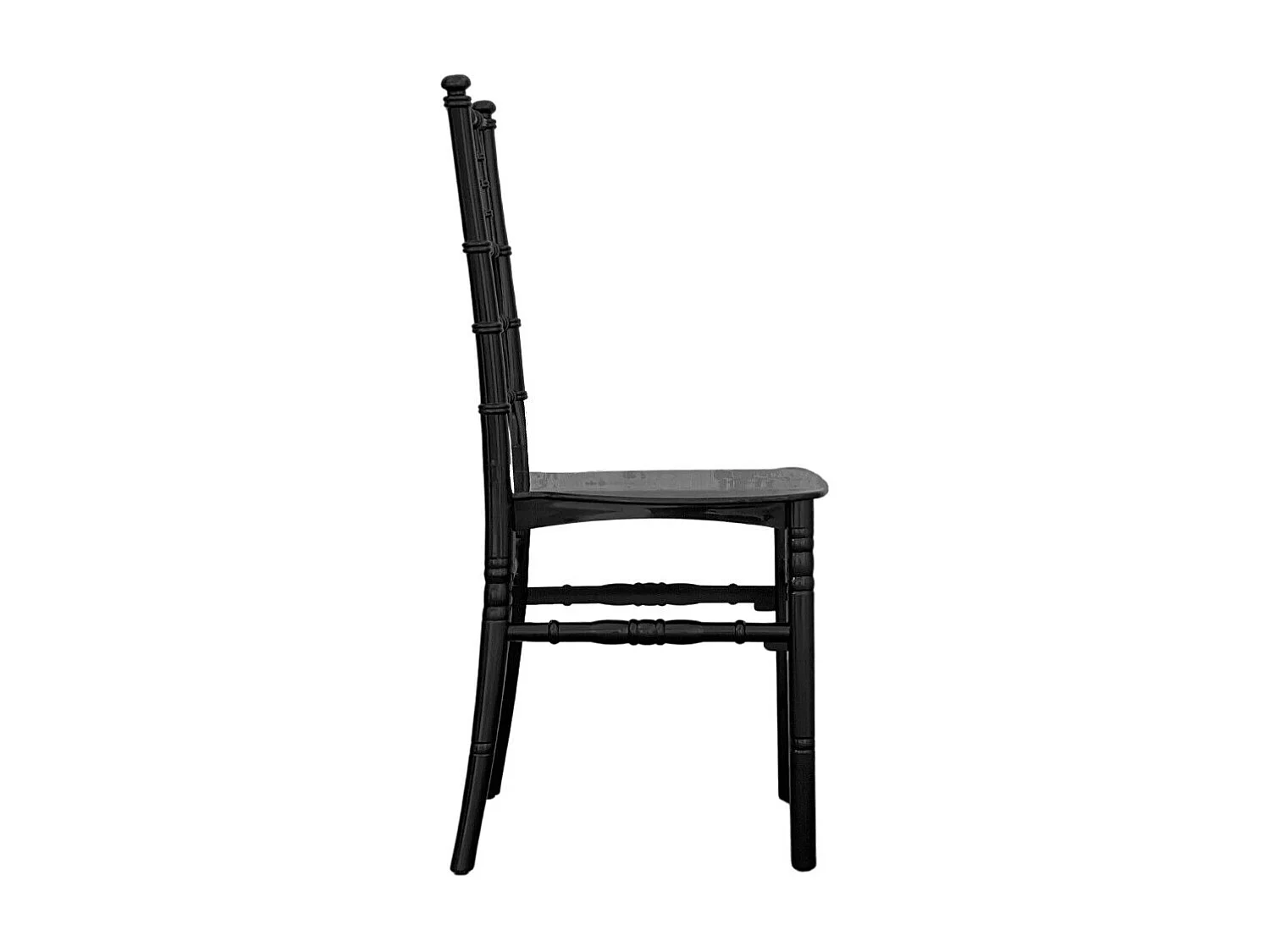 Chaise Chiavari en polypropylène noir brillant, modèle renforcé de plastique