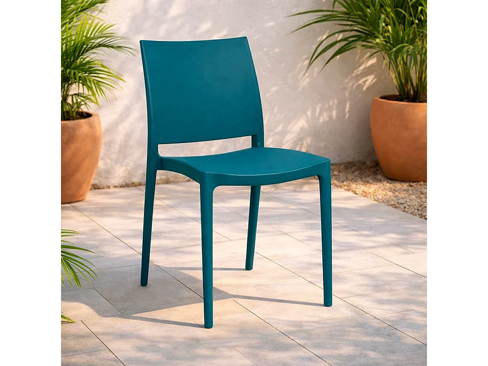 Chaise de salle à manger Altea en plastique vert pétrole, modèle confort