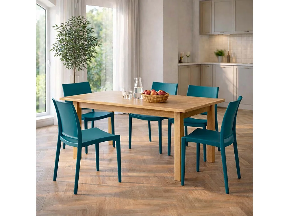 Chaise de salle à manger Altea en plastique vert pétrole, modèle confort